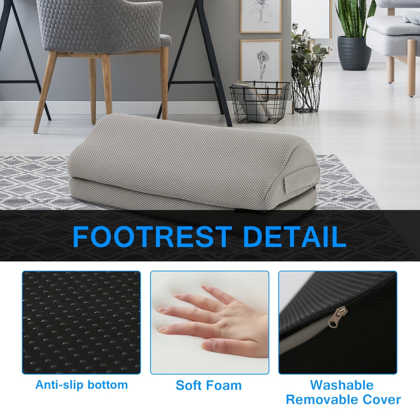 FEETZY Memory Foam Foot Rest – Adjustable Under Desk Cushion for Office & Home