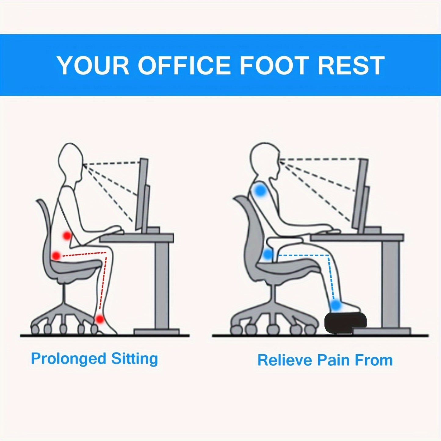 FEETZY Memory Foam Foot Rest – Adjustable Under Desk Cushion for Office & Home
