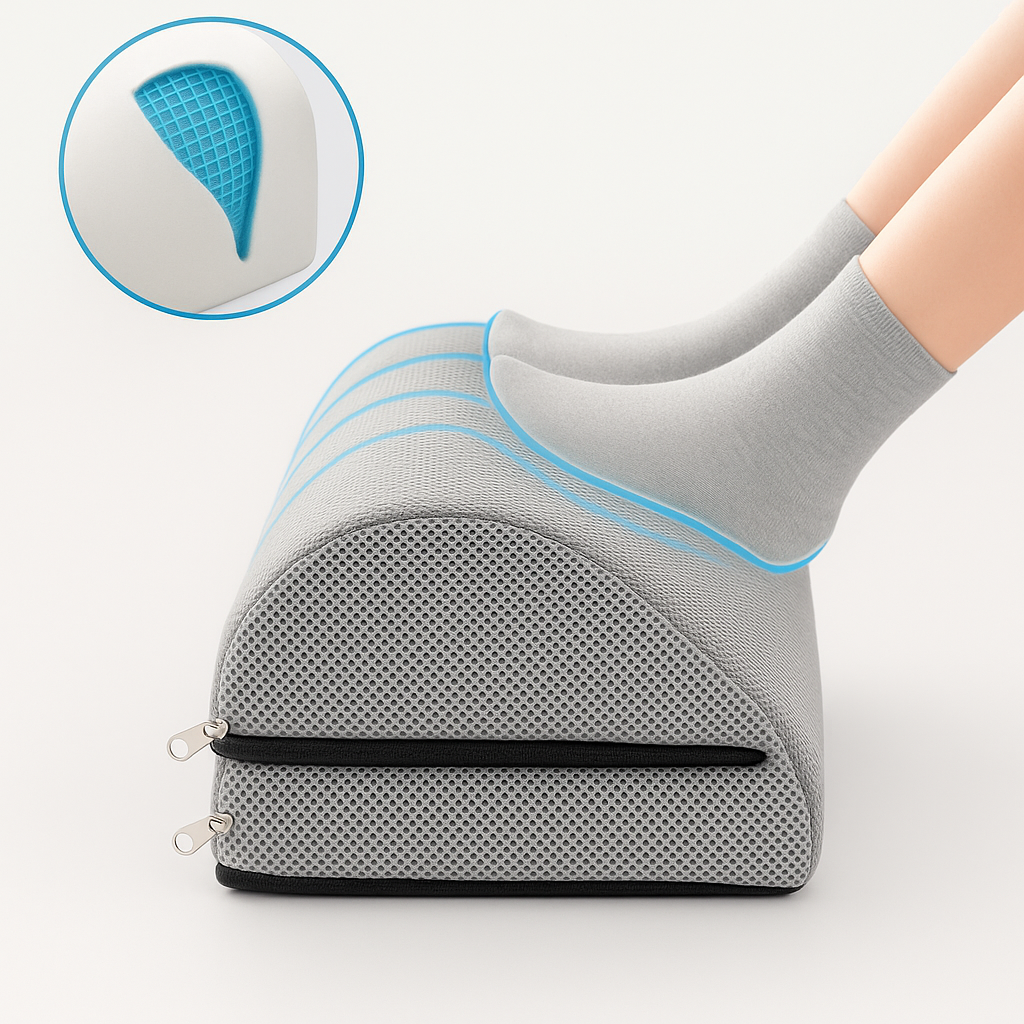 FEETZY Memory Foam Foot Rest – Adjustable Under Desk Cushion for Office & Home